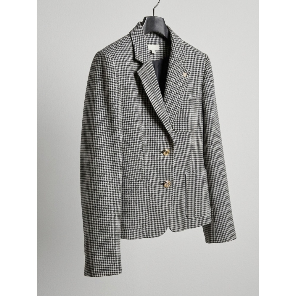 Tommy Hilfiger Womens Houndstooth Lined Blazer Jacket Blue Brown H98JZ001 16